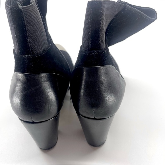 Black Suede Heeled Boots with Silver Metallic Toe Cap - Picture 9 of 9